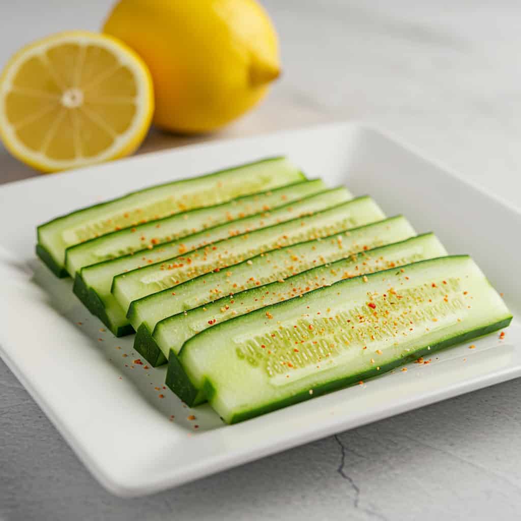 11. Sliced Cucumbers with Lemon and Tajín