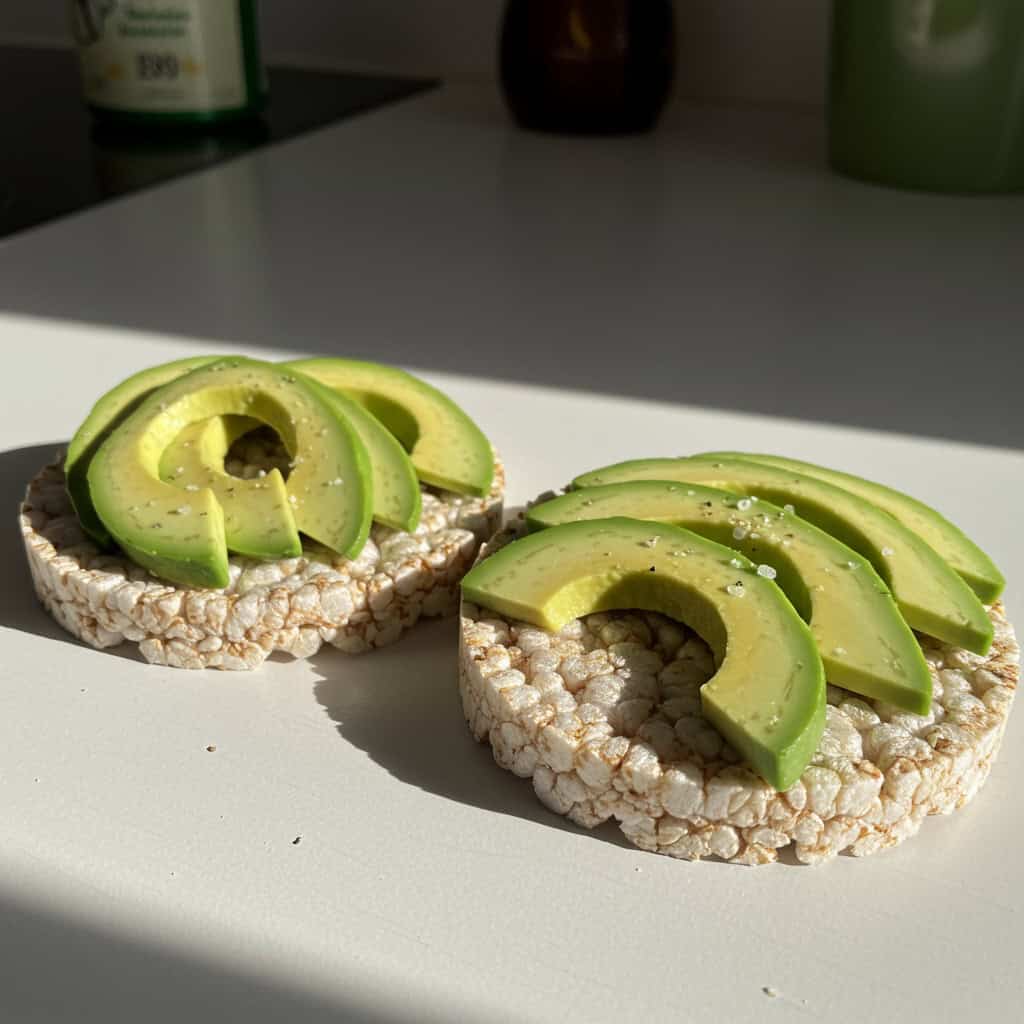 8. Rice Cakes with Avocado