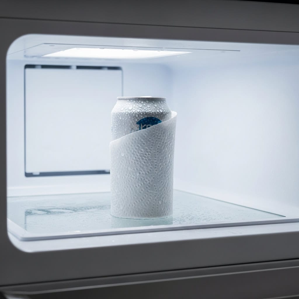 Quick-Chill Drinks with Wet Paper Towels
